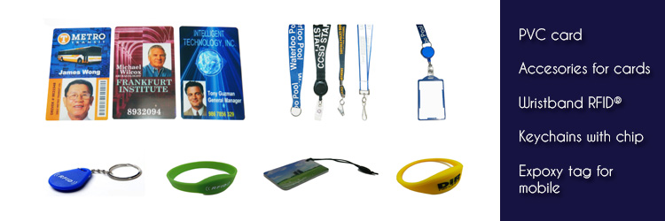 Accessories ID cards and RFID technology in chains and bracelets